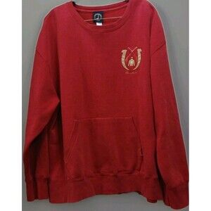 Vintage Keeneland Horseshoe Logo Sweatshirt XL Red Pullover Kangaroo Pocket USA